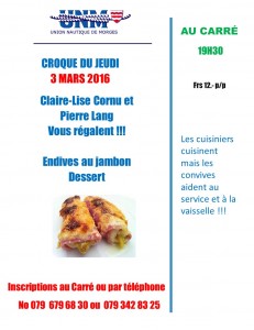 croque du jeudi 3 Mars 2016